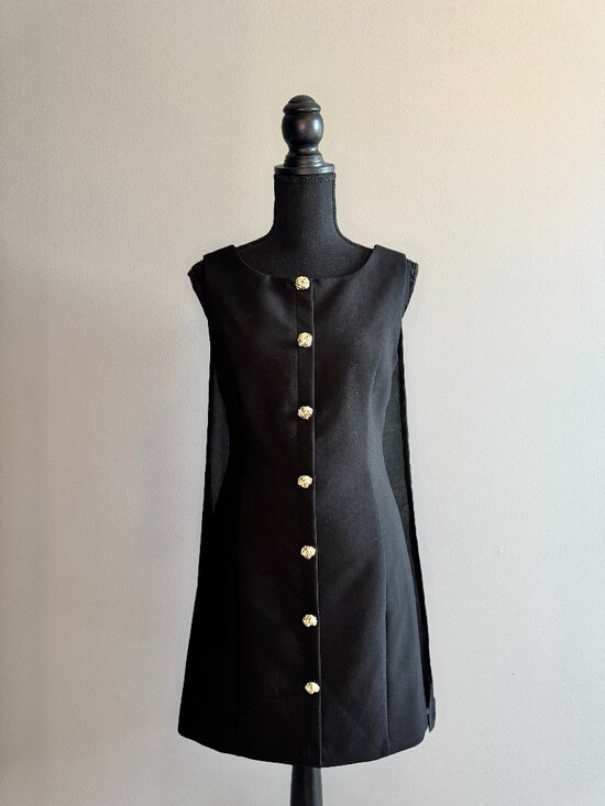 Vici Dresses & Skirts - VICI - Black Sleeveless Dress with Gold Buttons - 0300